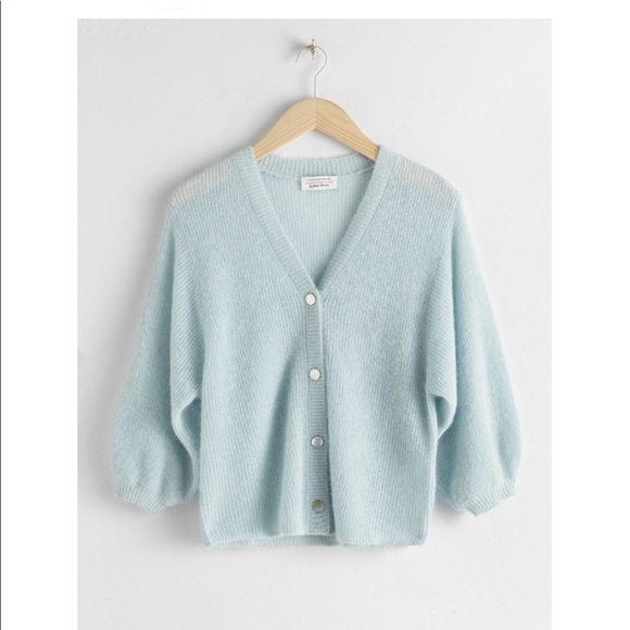 & Other Stories Sweaters - &Other Stories Glitter Wool Blend Puff Sleeve Cardigan
